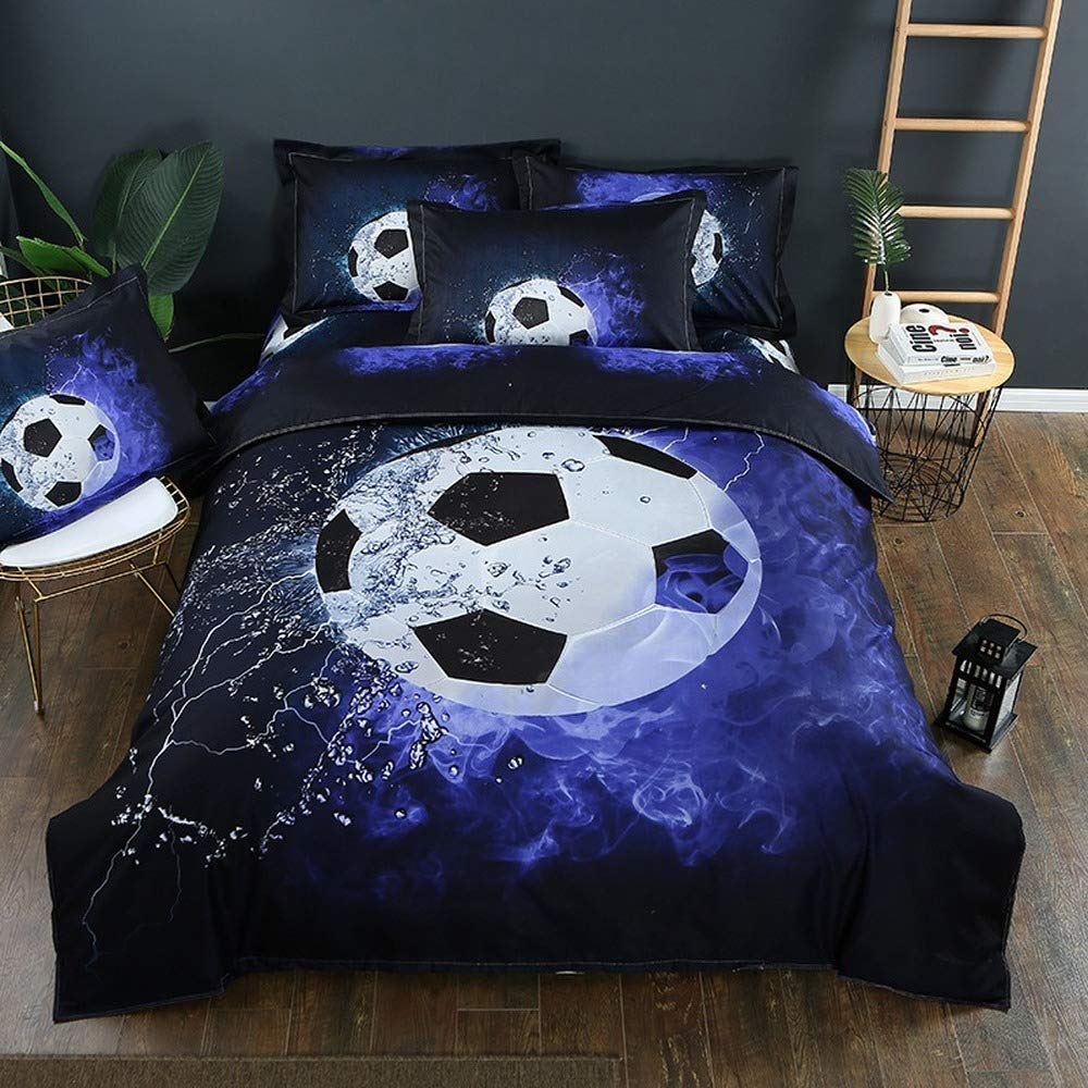 Housse de couette et taies d'oreiller douces football King Size