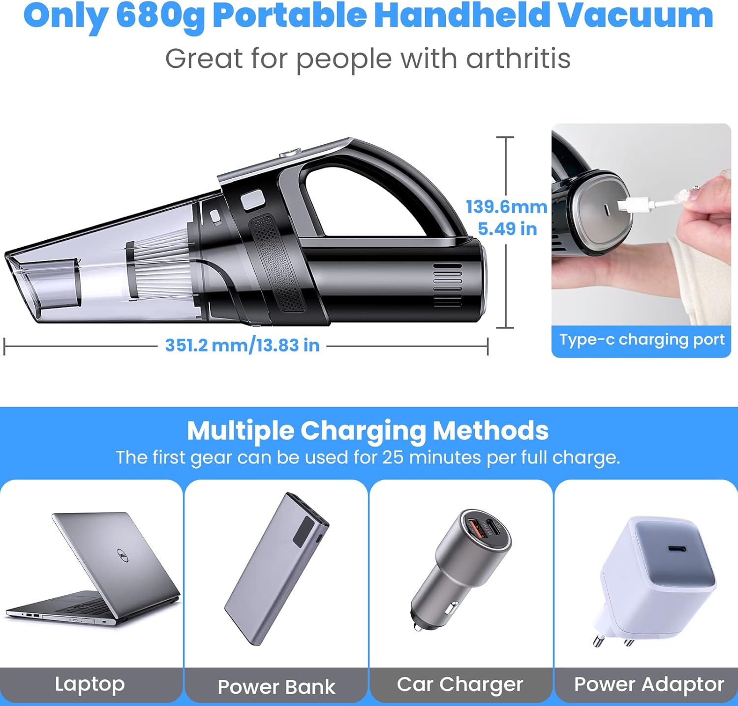 Coovee Aspirapolvere Portatile, Aspirabriciole Senza Fili potente 10000PA 120W, 6000mAh Elettrico Aspirapolvere Auto, per Auto, Casa, Animali Domestici e Spazi Ristretti Coovee Aspirapolvere Portatile, Aspirabriciole Senza Fili potente 10000PA 120W, 6000mAh Elettrico Aspirapolvere Auto, per Auto, Casa, Animali Domestici e Spazi Ristretti