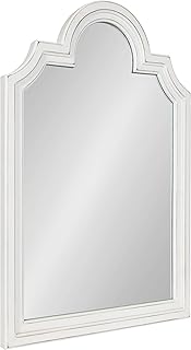Kate and Laurel Sindahl Rustic Wood Framed Arch Wall Mirror, 26 x 35, Distressed White, Moroccan-Inspired Accent