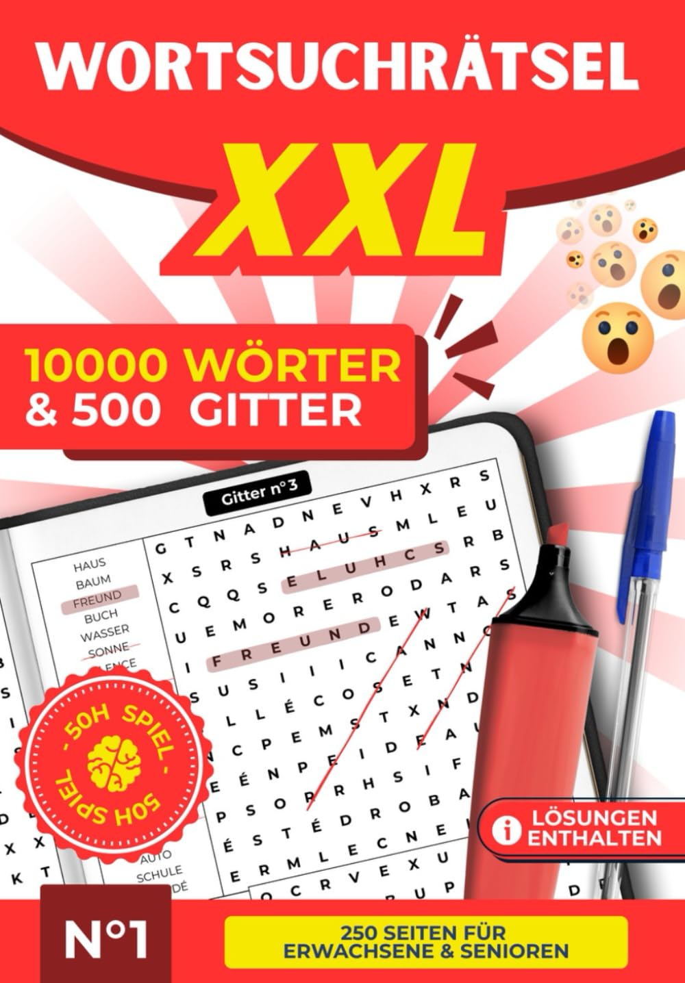 Großdruck Wortsuchrätsel für Erwachsene und Senioren – 500 Rätselgitter XXL mit 10.000 Wörtern | Rätselbuch zum Entspannen und Gedächtnistraining für ... Perfektes Geschenk für Rätsel-Liebhaber