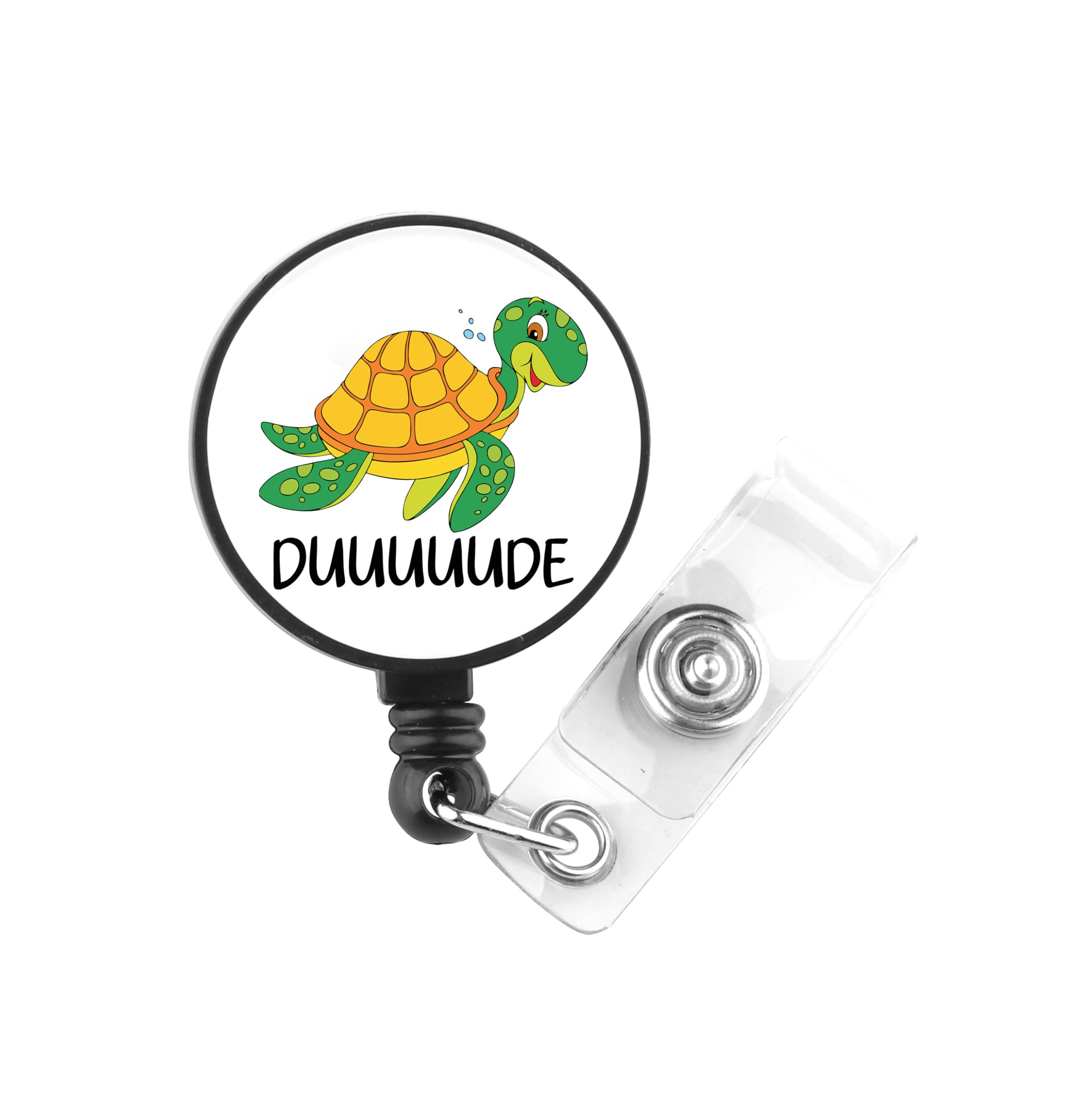 PLITI Funny Sea Turtle Gift Turtles Lover Gift Turtles Owner Gifts DUUUUUDE Turtle Badge Reel for Nurse Doctor (DUUUUUDE badgeU)