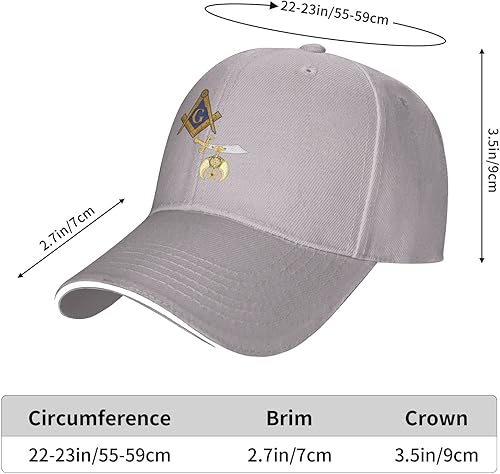 Miniatura 6 de Mason Shriner Split Masonic Shrine Noble Gifts - Gorra clásica gris para hombres y mujeres, gorra de béisbol para papá, gorra lisa ajustable, Gris