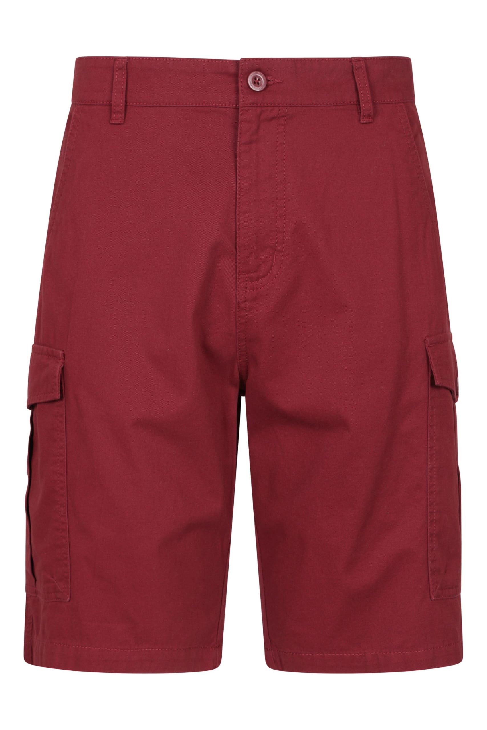 Mountain Warehouse Men's Burgundy Lakeside Shorts - 100% Durable Twill Cotton Cargo Shorts, Durable Shorts, 6 Pockets - Spring Summer, Walking, Running, Hiking & Camping W28