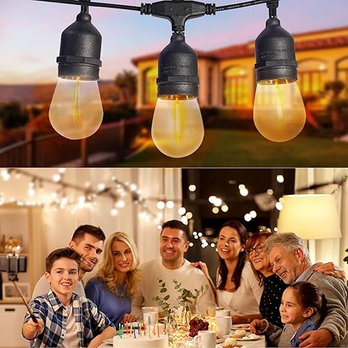 Miniatura 33 de Guirnalda de luces para exteriores de 24 pies, 12 bombillas LED Edison inastillables, regulables, RGB que cambian de color, luces impermeables