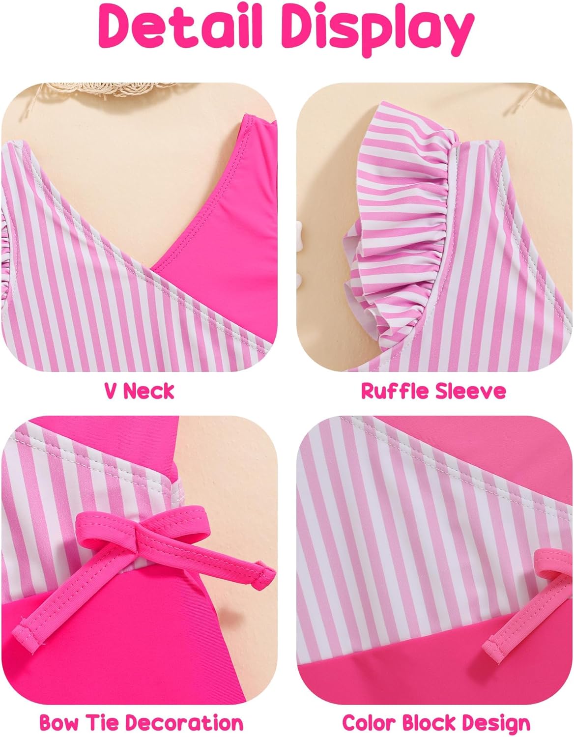 Mioglrie Toddler Baby Swimsuit Girl Bathing Suit Girl 2T 3T 4T 5T 6T Girls One Piece Swimsuits Color Block Swimwear - Image 6