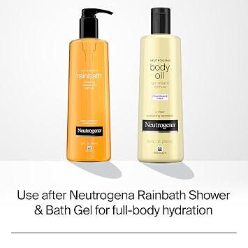 Neutrogena Body Oil Light Sesame Formula, Fragrance-Free, Nourishing Moisturizer, Before and After Shower Application for Smooth, Radiant Looking Skin, Lightweight and Non-Greasy Feel, 8.5 fl oz