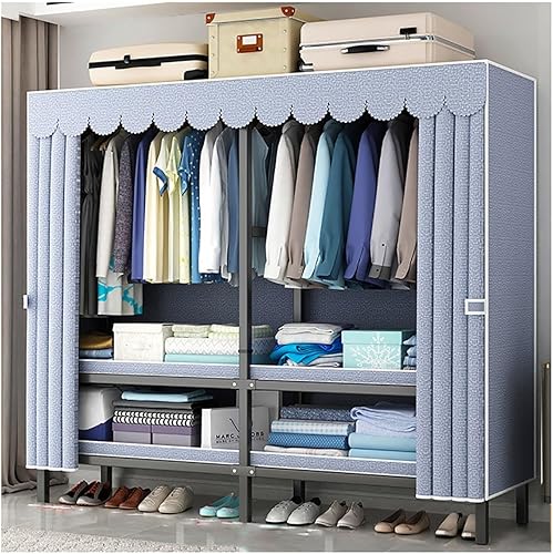 Armario plegable resistente con cremallera, organizador de armario grande para dormitorio, almacenamiento independiente, perchero con barra para