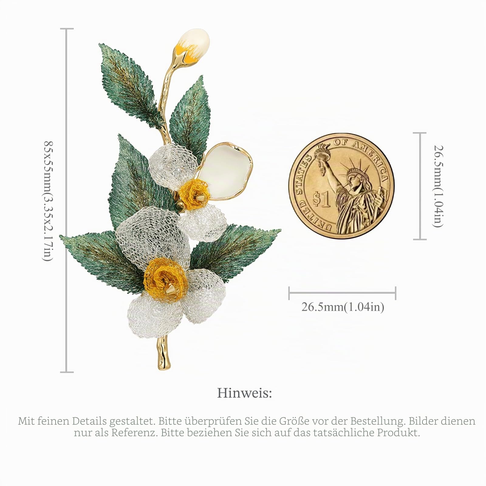 SHE'S FREE STYLE JUST FOR YOU [Van Gogh] Original handgefertigte Rose Brosche Damen, Blumen Brosche Vintage mit Stickerei & 14K Vergoldung – Elegante Broschen & Anstecknadeln für Damen