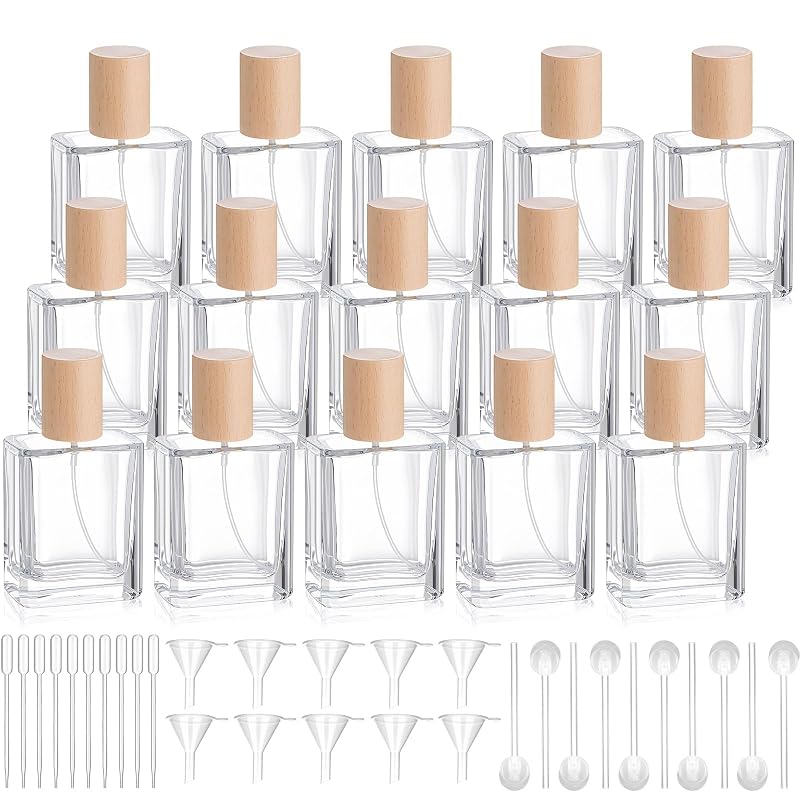 Domensi Frascos de Perfume de Vidro 50 mL, Cor Madeira Clara, Pacote com 15