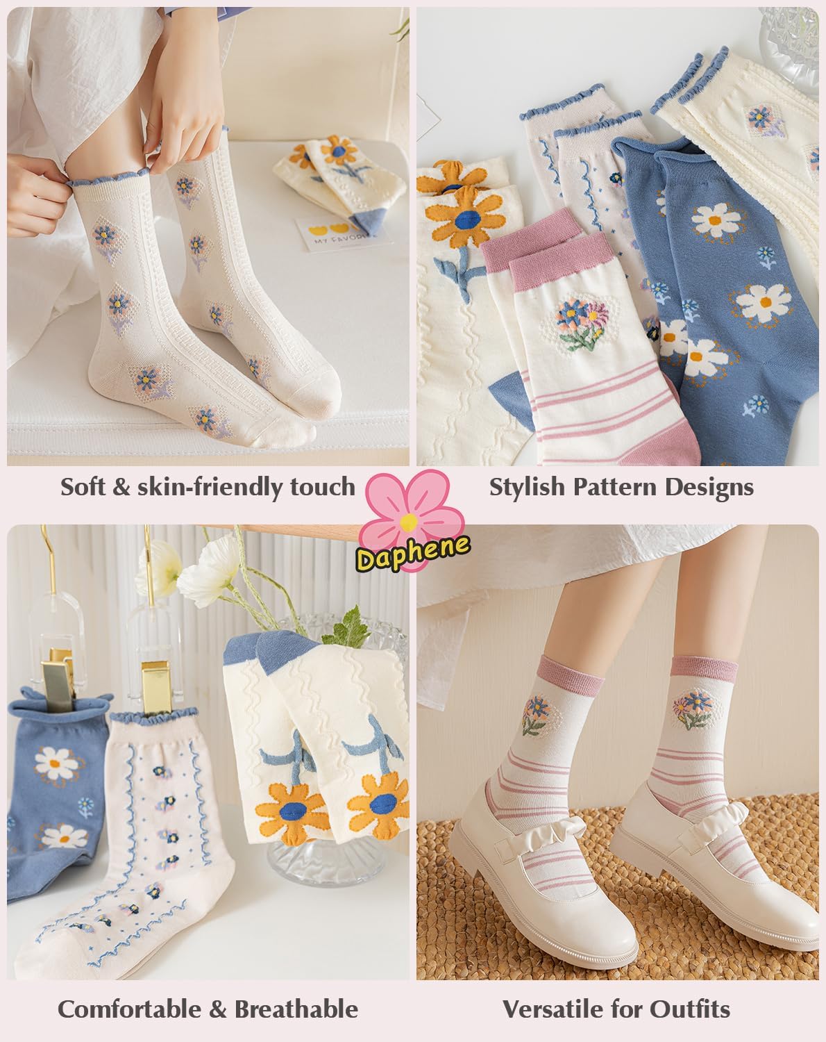 Daphene Womens Cute Socks All Season | Premium Combed Cotton Breathable Soft | Cartoon Animal Patterns | Cozy Holiday Gifts - Image 4