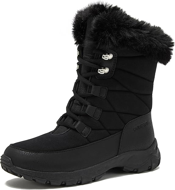 Lands' End Expedition Waterproof Insulated Womens Snow Boots, Lace Up or Slip On Winter Boots for Women, Medium or Wide Width Sizes 6 to 11, Black, Brown, Blue, White or Grey Winter Shoes