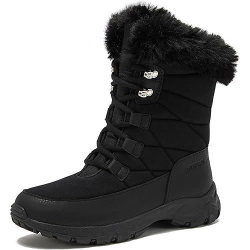 Lands' End Expedition Waterproof Insulated Womens Snow Boots, Lace Up or Slip On Winter Boots for Women, Medium or Wide Width Sizes 6 to 11, Black, Brown, Blue, White or Grey Winter Shoes