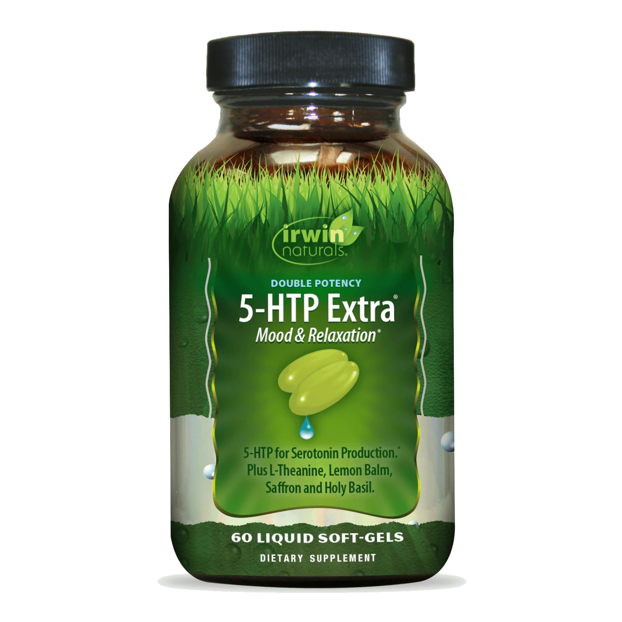 Irwin Naturals Double Potency 5-HTP Extra - 60 Liquid Soft-Gels, Pack of 3 - for Relaxation & Serotonin Production - 90 Total Servings