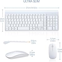 Vista 6 de Topmate, mouse USB inalámbrico ultradelgado portátil y teclado inalámbrico (Negro/ blanco), Blanco