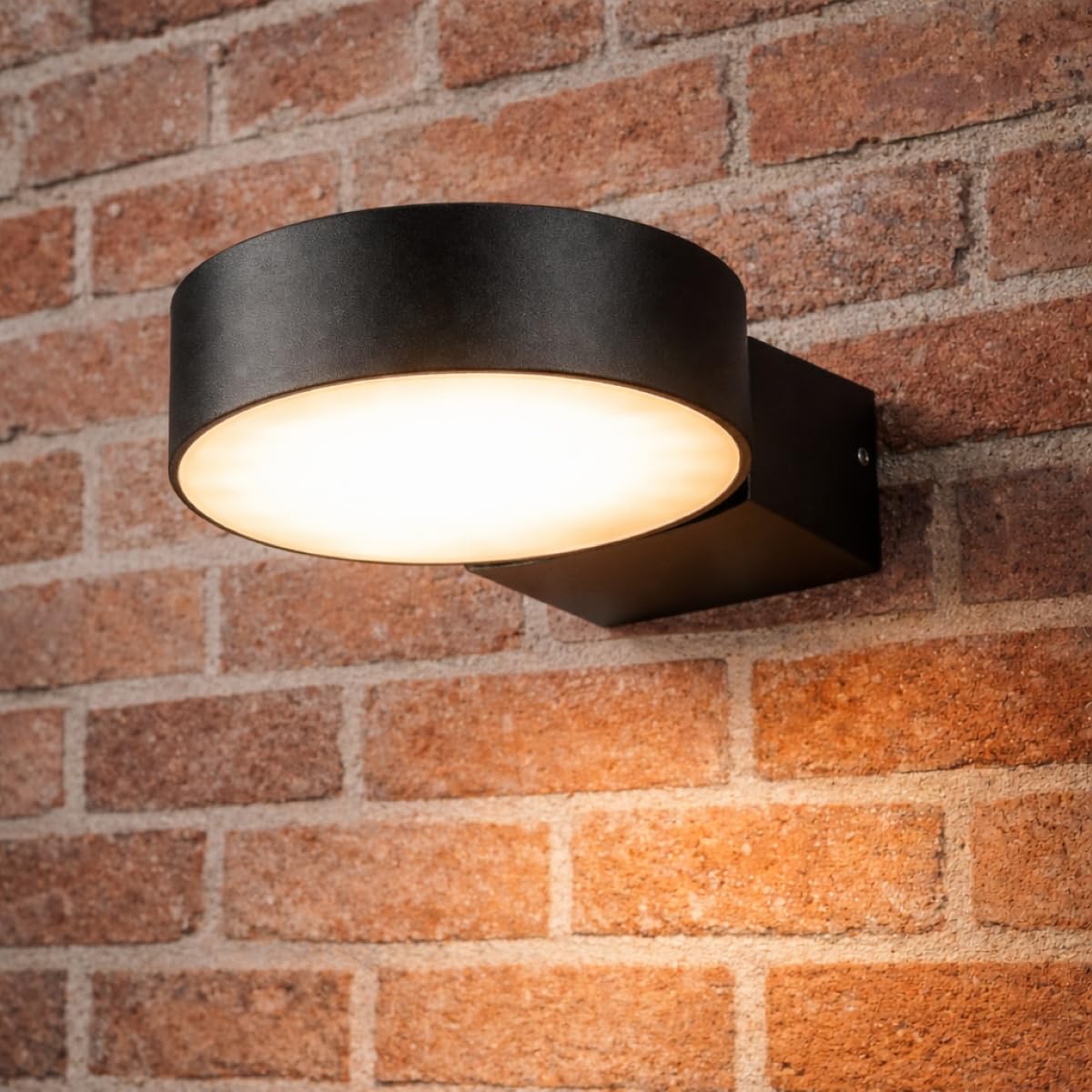CGC Lighting Darcy Black Round LED Outdoor Wall Light - 3000k Warm White - IP54 Adjustable Head