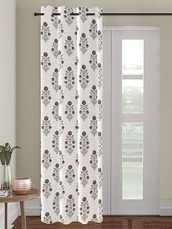 Trance Home Linen 100% Cotton 9 Feet Curtains for Long Doors | Printed Design Parda for Living, Bed Room Long Doors (Aangan Purple - Set of 1, 9ft Long Door Curtains)