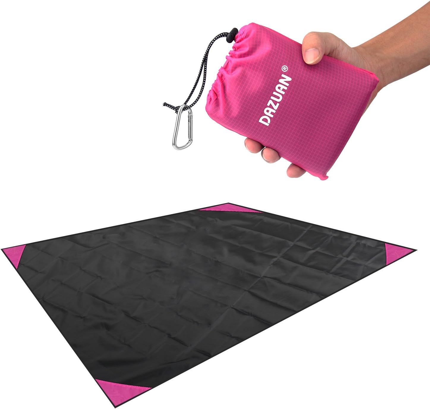 DAZUAN Picnic Blanket, 140 * 110cm Lightweight Portable Waterproof Sandproof Pocket Beach Blanket For Traveling Camping Hiking & The Outdoors - Pink