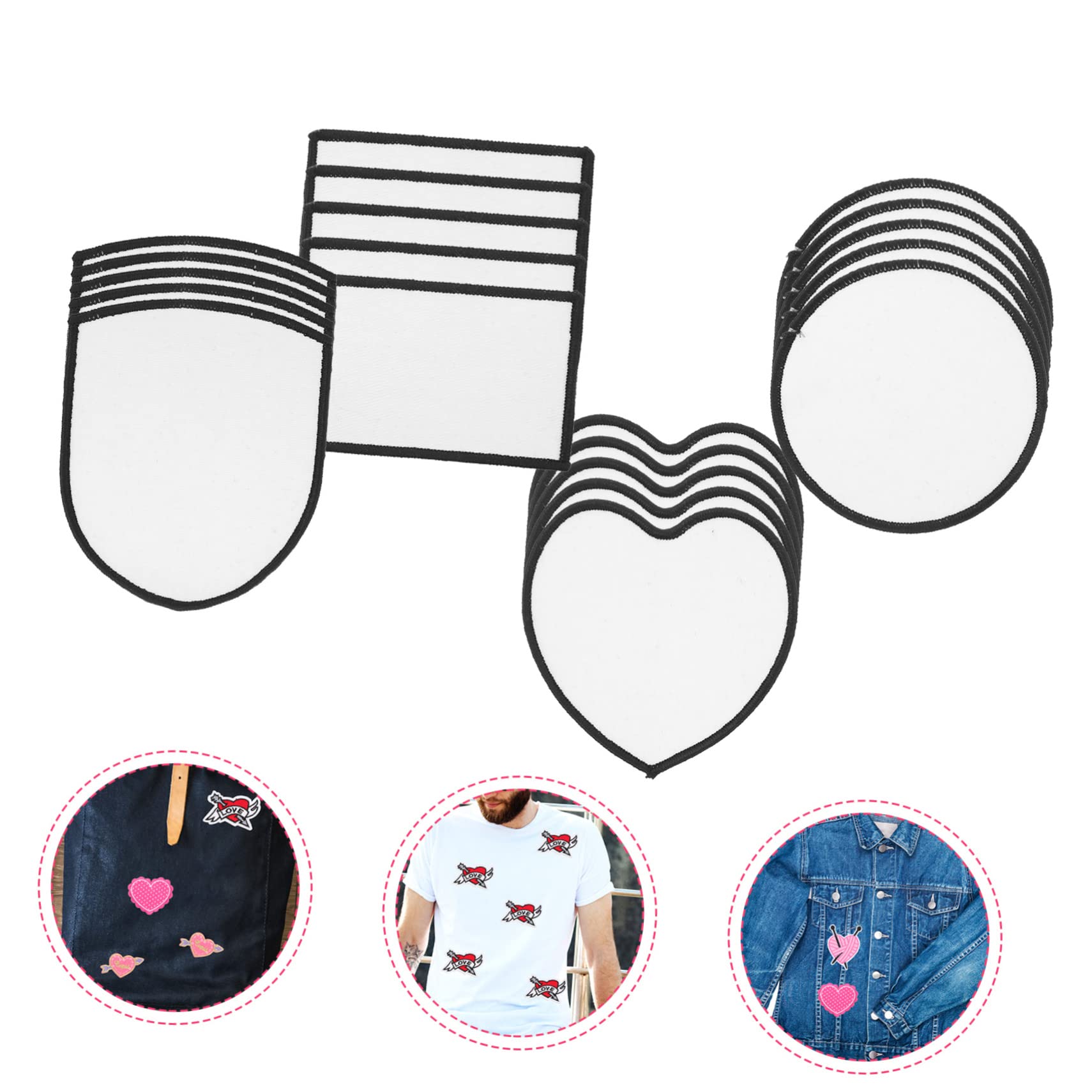 SHINEOFI 100pezzi Toppe Termoadesive Bianche Per Patches Per Trasferimento Termico Su Tessuti Jeans Borse e Abbigliamento Decorativi Adatti Per Personalizzazione e Fai-da-te