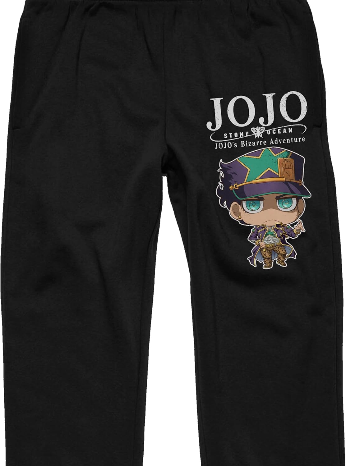 Bioworld JoJo's Bizarre Adventure Chibi Jotaro Adult Black Joggers - Image 2