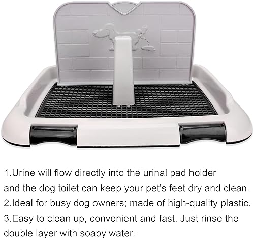 Miniatura 4 de Inodoro para perros en interiores, valla de orinal para gatos, almohadillas de entrenamiento para cachorros, bandeja de micción programada negra