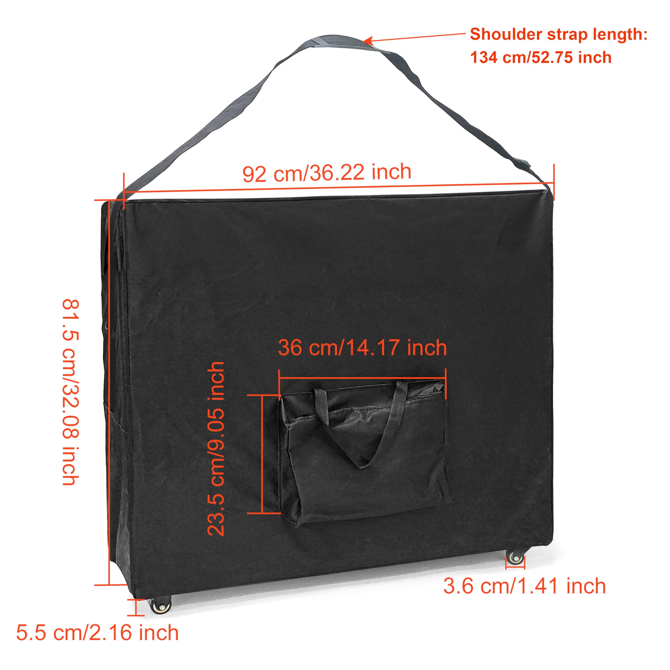 Bolsa de transporte profesional para mesa de masaje con ruedas y correa para el hombro, estuche de almacenamiento plegable resistente para cama de masaje portátil, accesorios de mesa, modelo 3