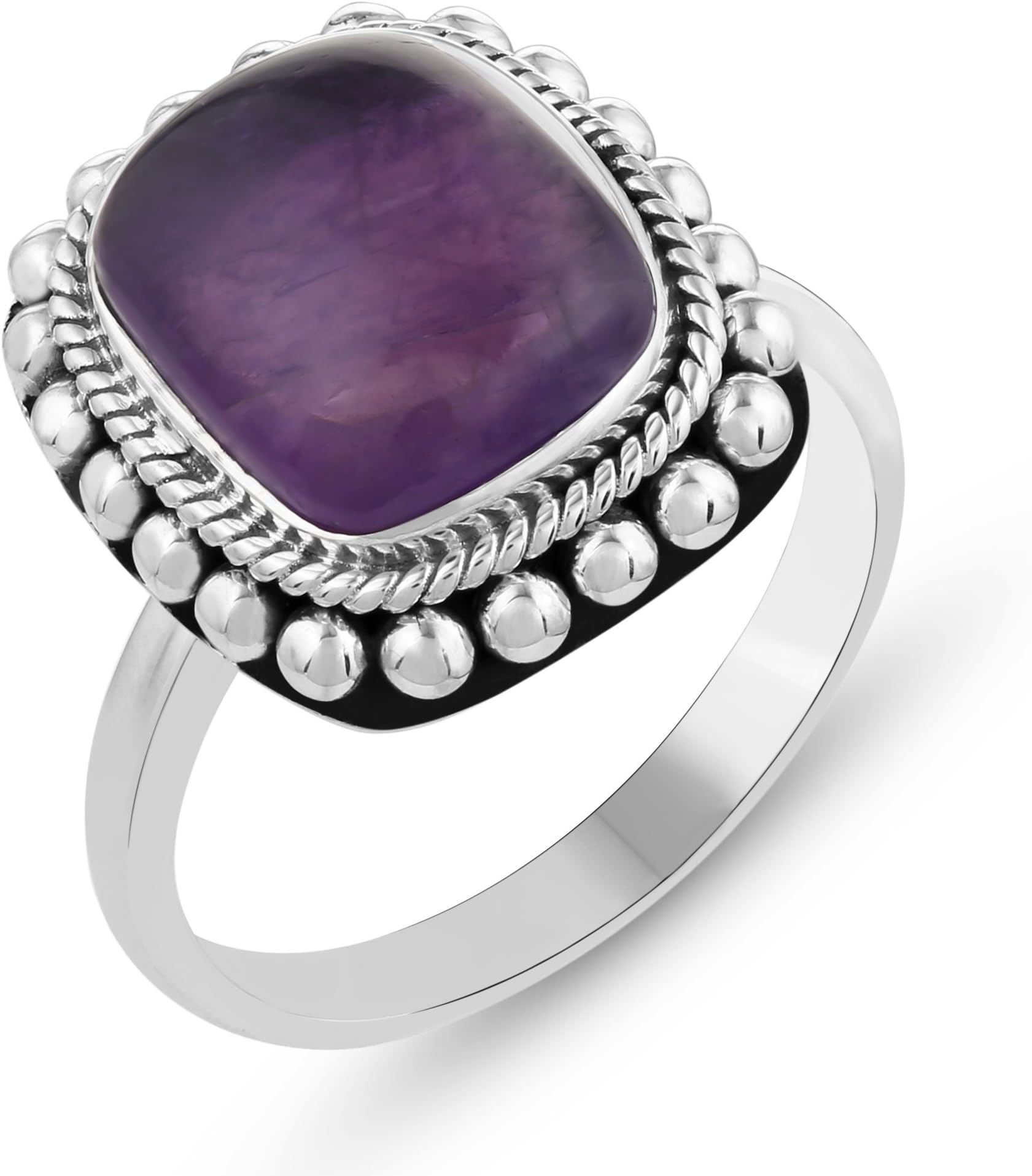 Genuine Gemstone .925 Sterling Silver Amethyst Ring | Valentine Gifts for Her