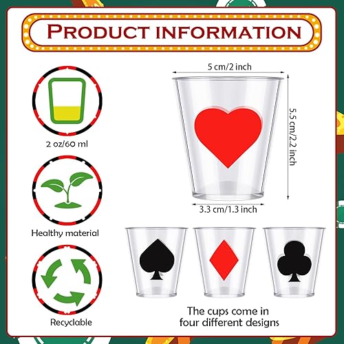 Miniatura 9 de Zubebe Vasos de casino de plástico para póquer, mini vasos de chupito de plástico de 2 onzas para Las Vegas, divertidos regalos de decoración de