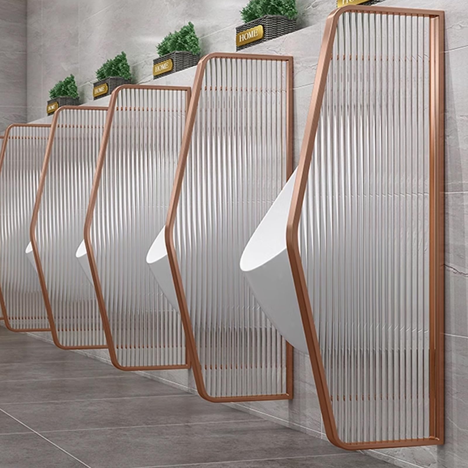 Cloison d'urinoir design en or rose avec écran étanche et résistant
