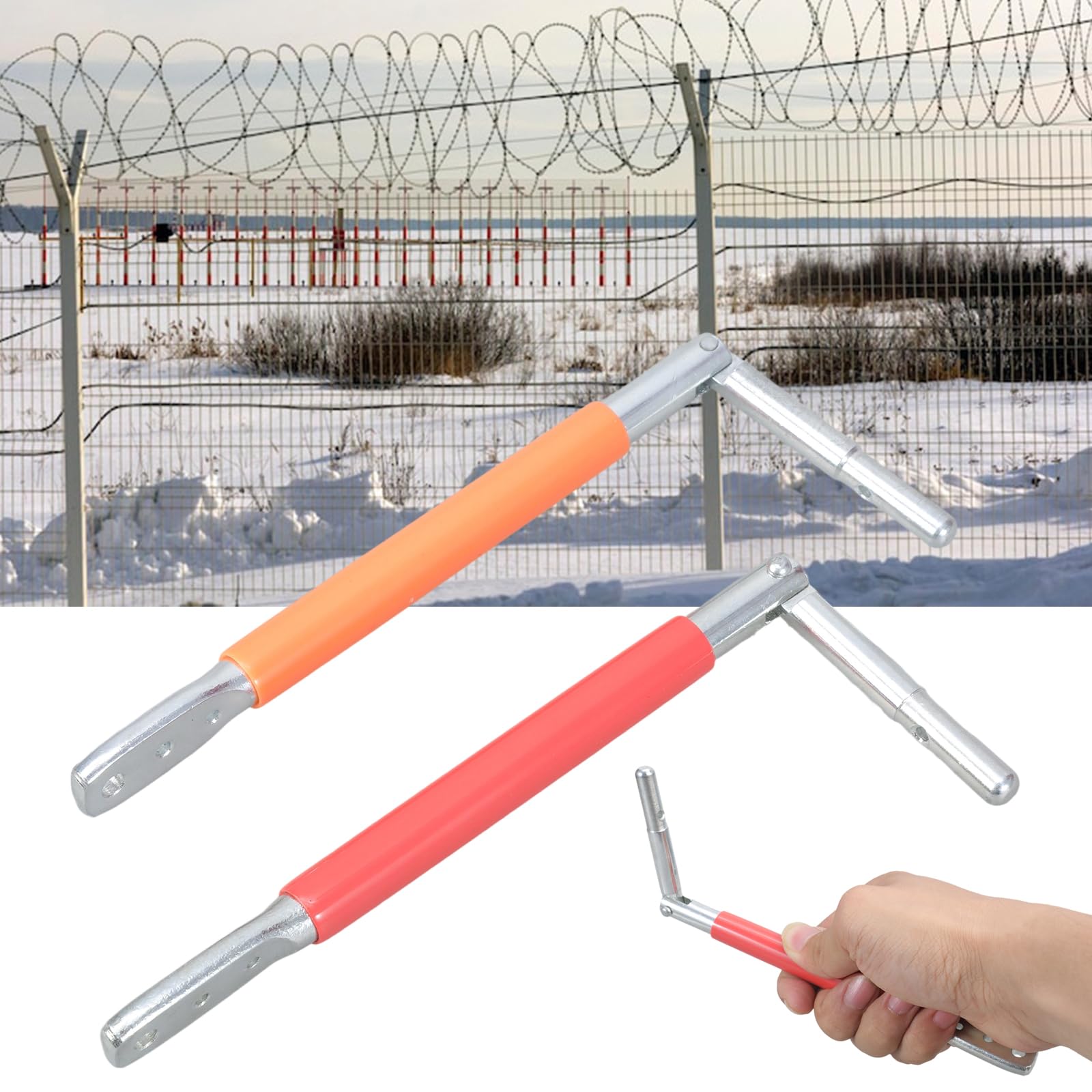 Dobladora de alambre de acero multifuncional de mano para fijar vallas, clips de poste en T, torsión de alambre y ajustes de herramientas agrícolas, herramienta de esgrima