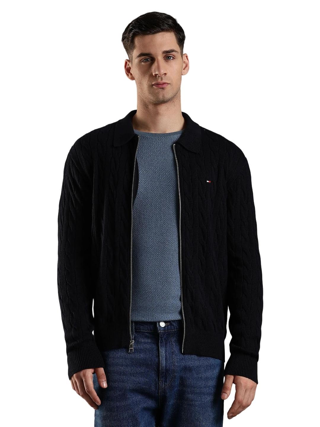 tommy hilfiger Cable-knit cotton regular fit jacket-picture-37