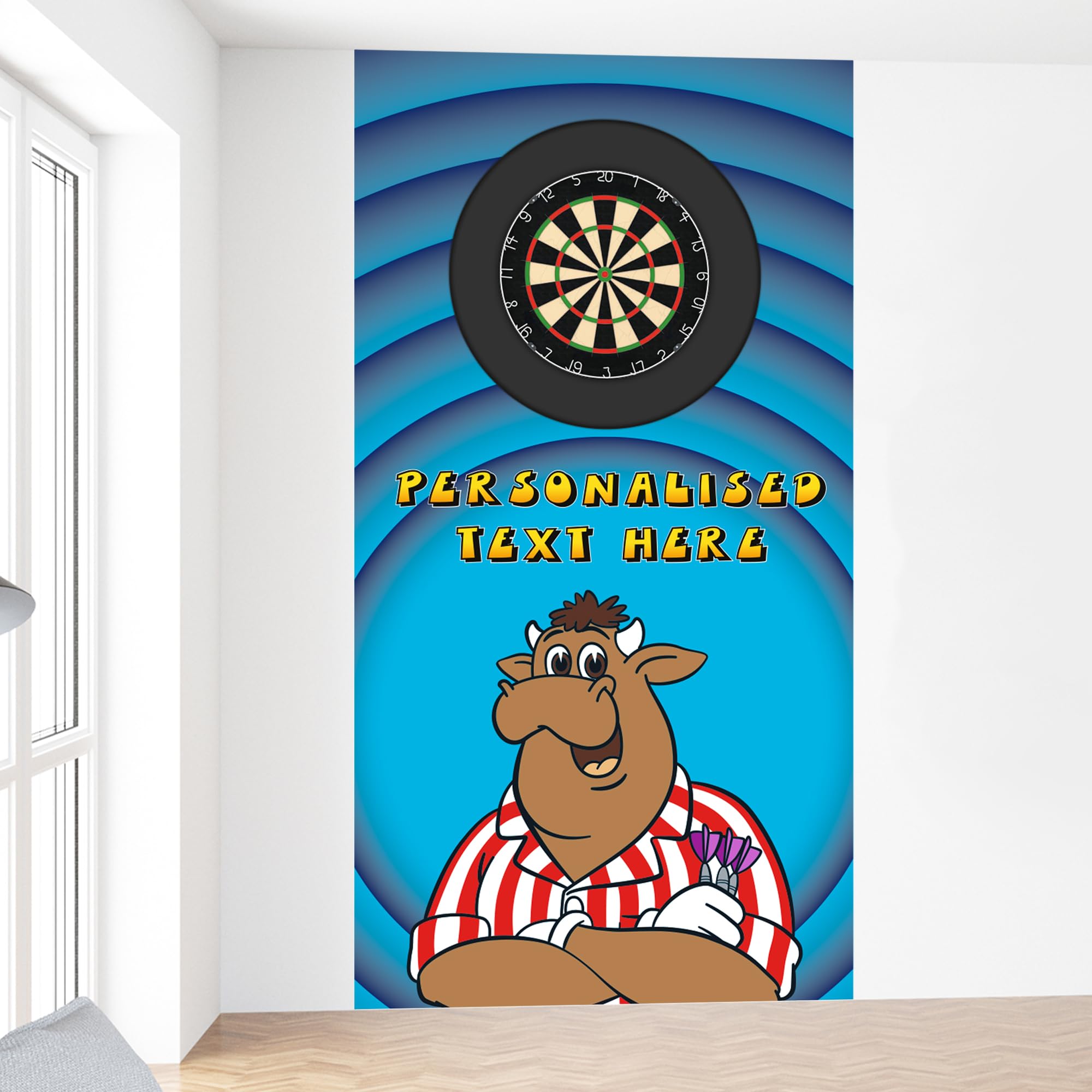 Themed Multicolour Bullseye Dart Board Backdrop - Bully Rings Personalised Wall Sticker (240Cm Height X 100Cm Width)