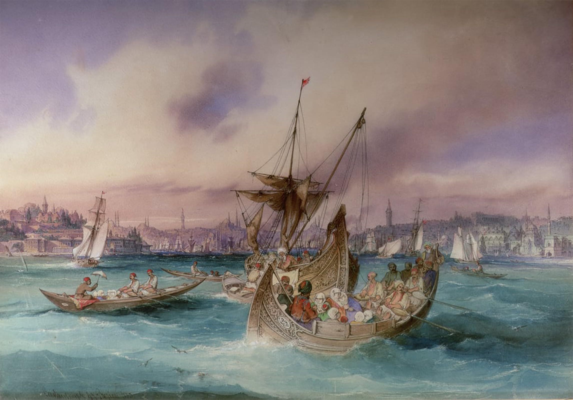 SERENDIPITP Retro Picture Poster Wall Art Pictures Painting the Entrance to the Golden Horn Constantinople by Amadeo Preziosi Wall Art Canvas Print for Wall Decor 60x90cm