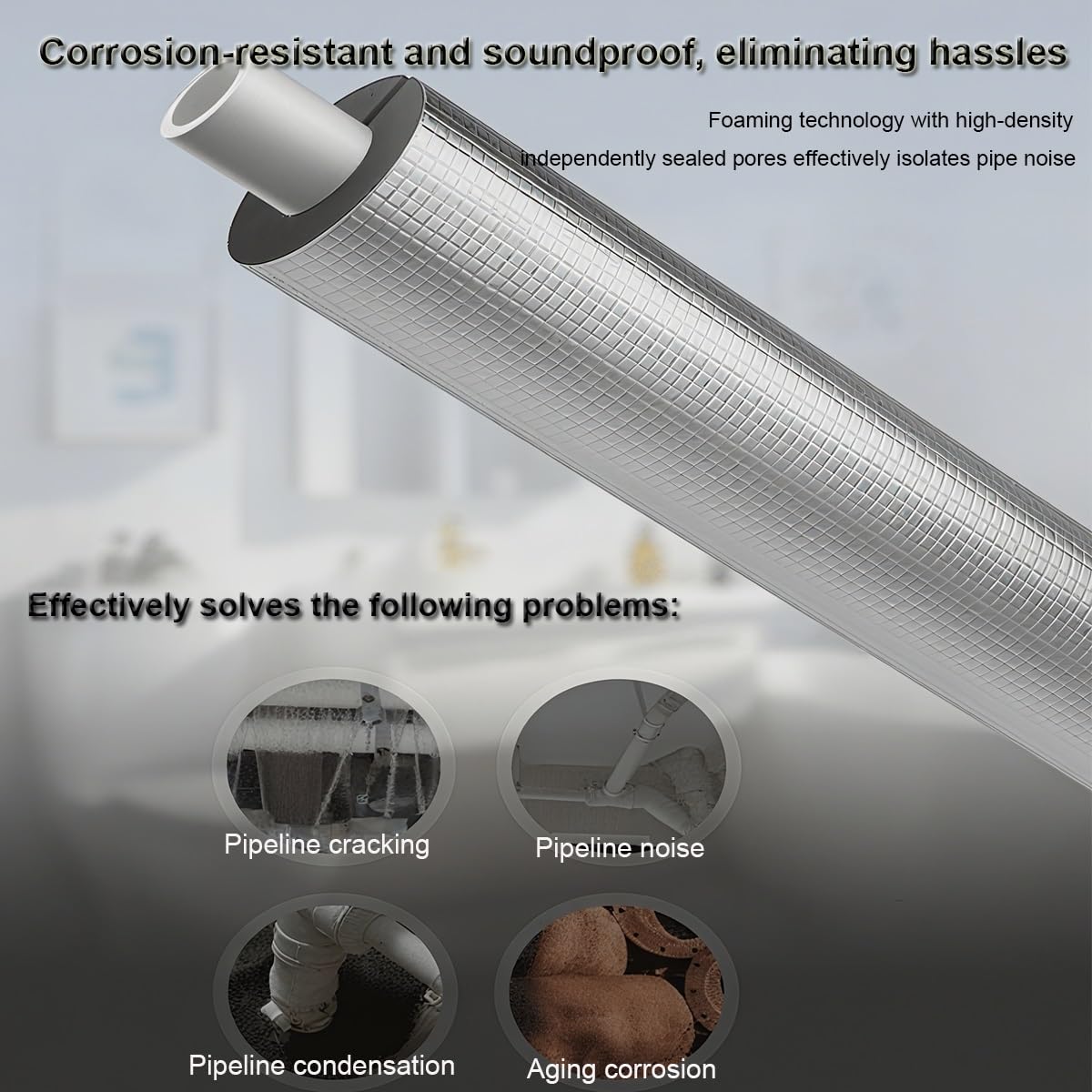 Tubo isolante autoadesivo in schiuma per tubi, diametro da 2,2 cm a 10,2 - 1,3 cm, 1 rotolo (lunghezza 95 cm)