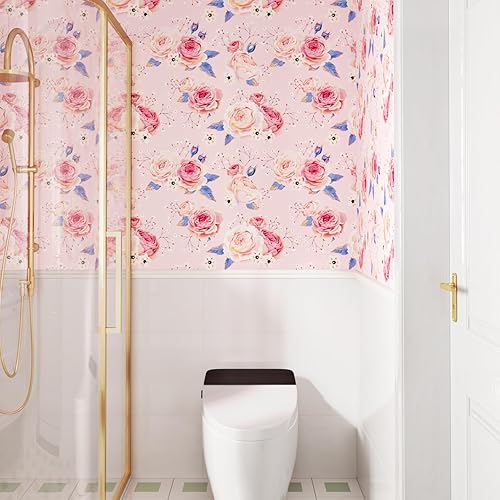 Miniatura 3 de Papel tapiz floral azul marino, rosas doradas, papel tapiz vintage negro claro, papel adhesivo autoadhesivo para revestimiento de estantes, rollo de