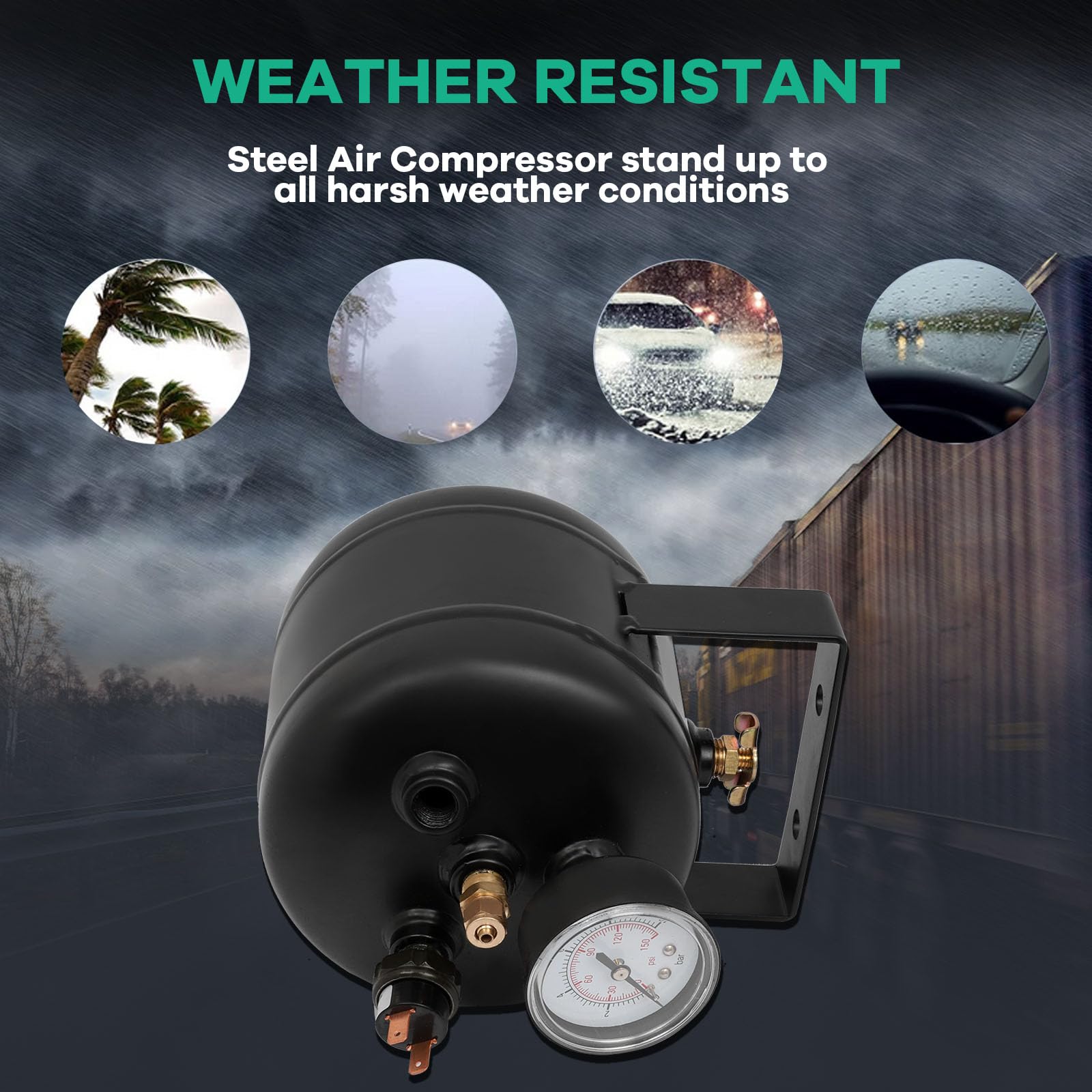 STAYTOP 0.5 Gallon Air Compressor Tank 5 Port with Air Gauge Switch Replacement for Air Ride Suspension Car Train Horn