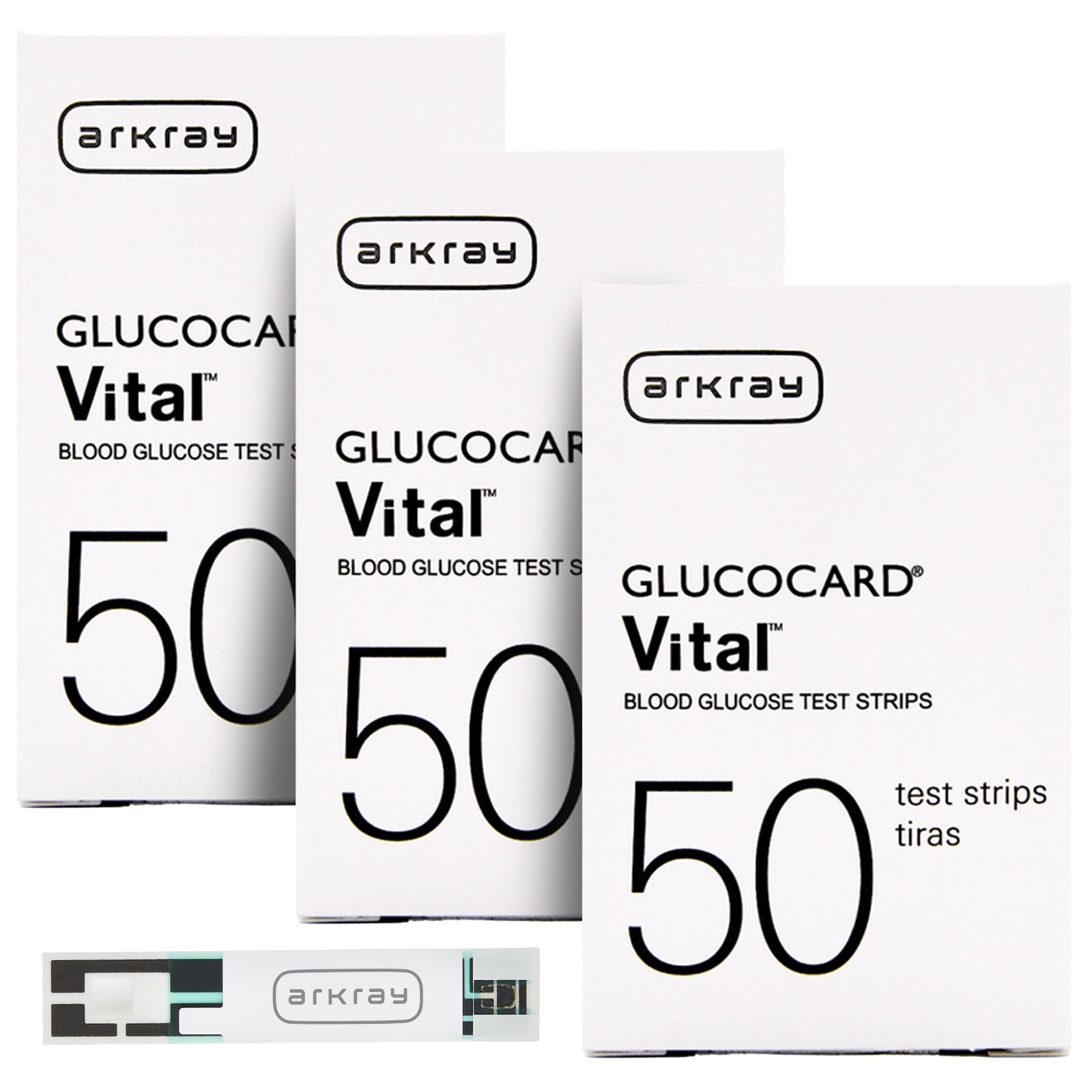 ARKRAY GLUCOCARD Vital Blood Glucose Test Strips – No Coding Required, Fast 7-Second Results, 0.5 Microliter Sample Size – Compatible with GLUCOCARD Vital Glucose Meter, 150 Count (3 Packs of 50)