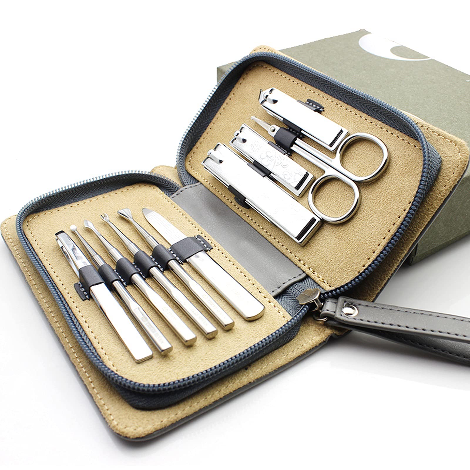 Kit per cutter per unghie Set per cumulo set in acciaio inox 10 pezzi professionale manicure set da uomo kit di toelettatura con lussuoso caso di viaggio migliore scelta regalo Set di clippers per ung