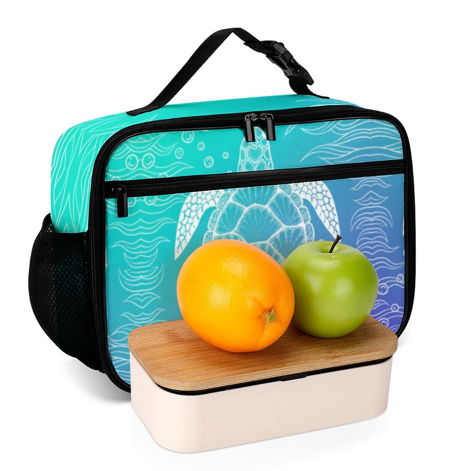 Sac à Déjeuner Isotherme Tortue - 24 X 14 X 22 Cm - Étui étanche - Pour école, Travail, Pique-nique - Design Fun