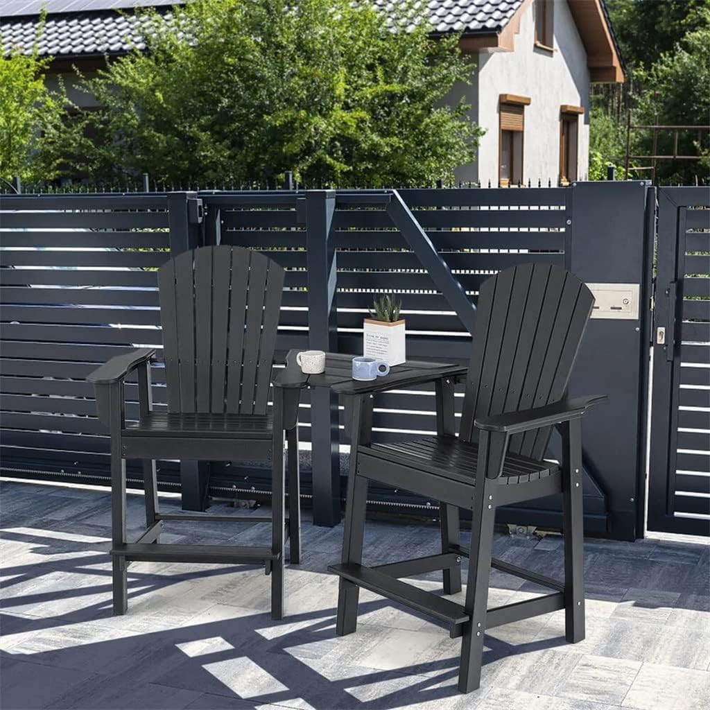 2 Piece High Chair Barstool Connecting Tray Patio Feet Black