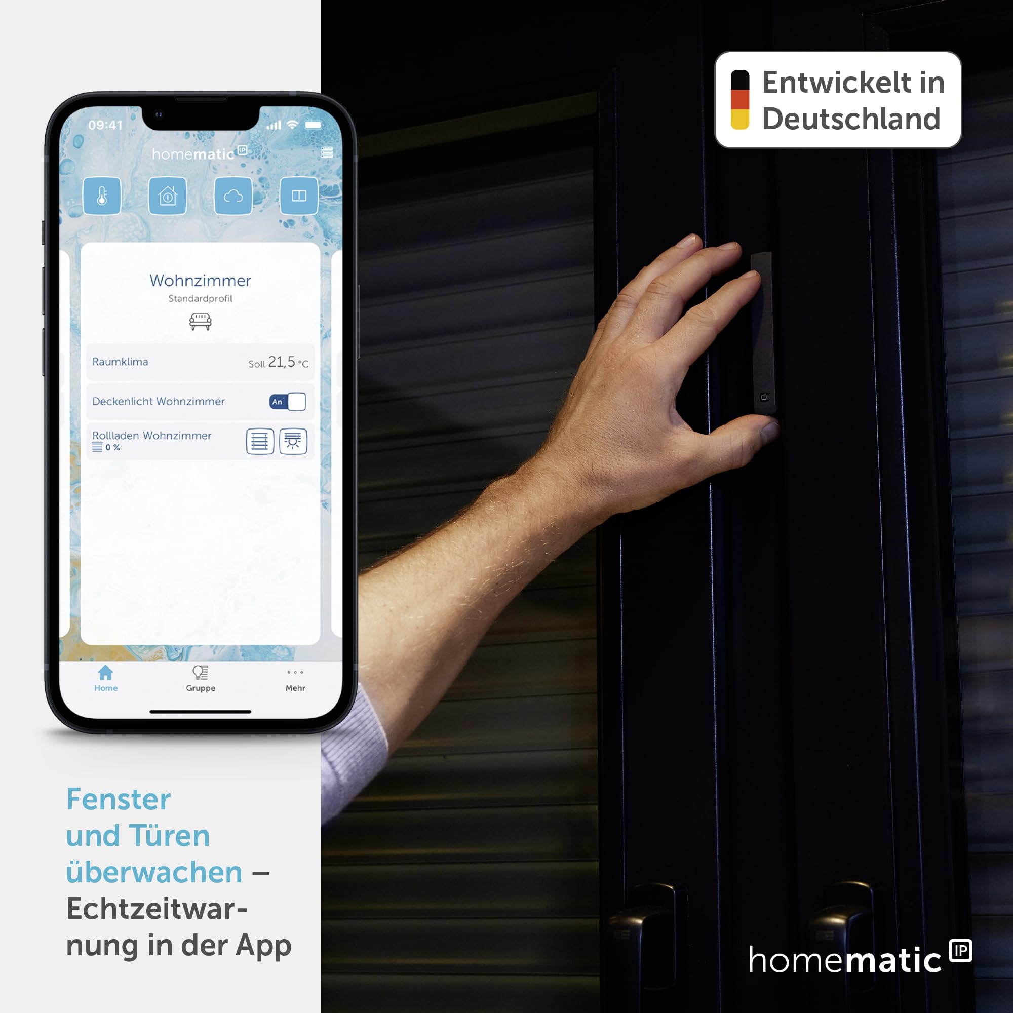Homematic IP Smart Home Fenster- und Türkontakt, optisch, anthrazit, digitaler Sensor, effizient Heizen, Fensterüberwachung per App, Energie sparen, Alexa, Google Assistant, 160027A0