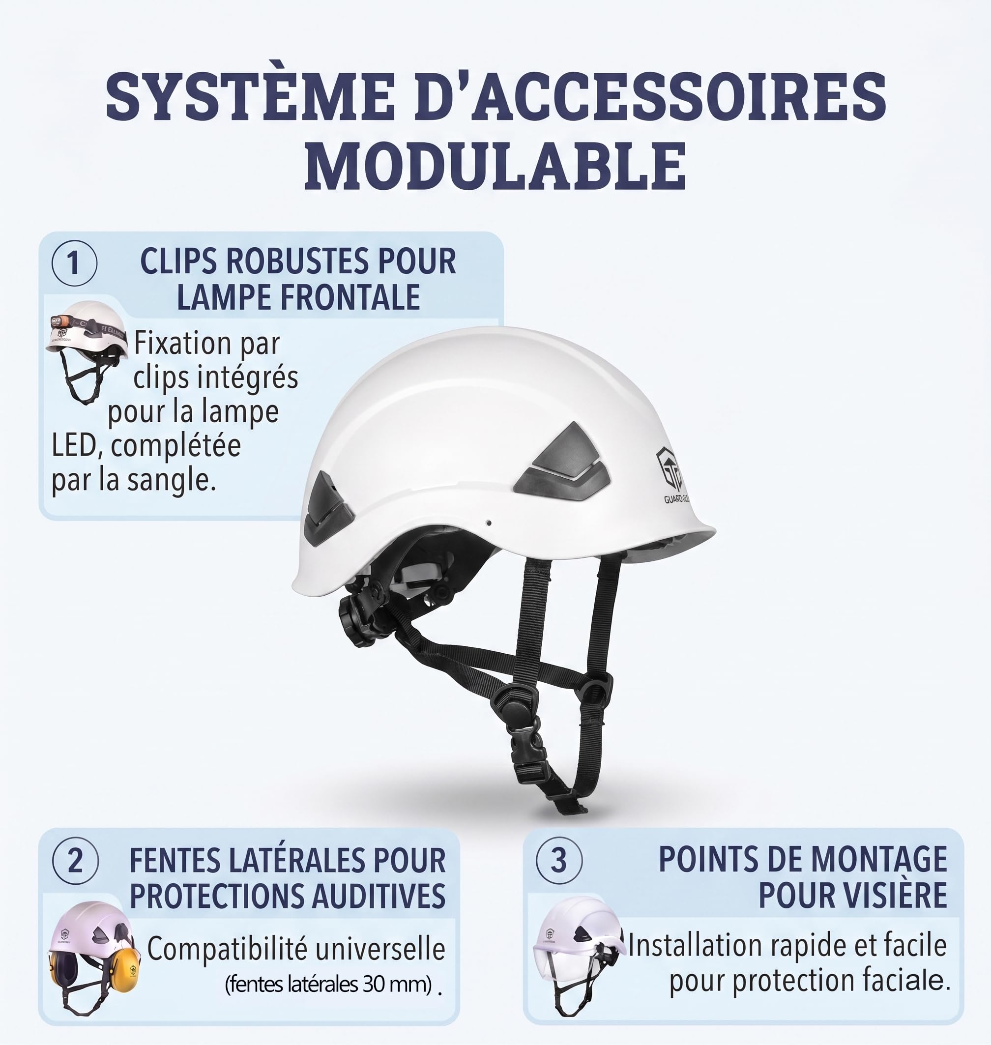 Casque de Chantier - Certifié en 397, Casque de Sécurité ABS Ventilé avec Suspension à 6 Points & Molette de Réglage (53-64 cm), pour Construction, Industrie & Travaux en Hauteur