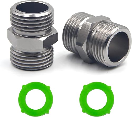 Adaptador de manguera de jardín, fácil de usar, paquete de 2 conectores macho a macho de 34 pulgadas sin plomo de metal con 2 arandelas de silicona