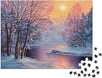Vista 2 de Paisaje de invierno. Pintura al óleo original... Rompecabezas Rompecabezas con 1000 piezas