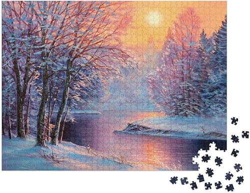 Miniatura 2 de Paisaje de invierno. Pintura al óleo original... Rompecabezas Rompecabezas con 1000 piezas