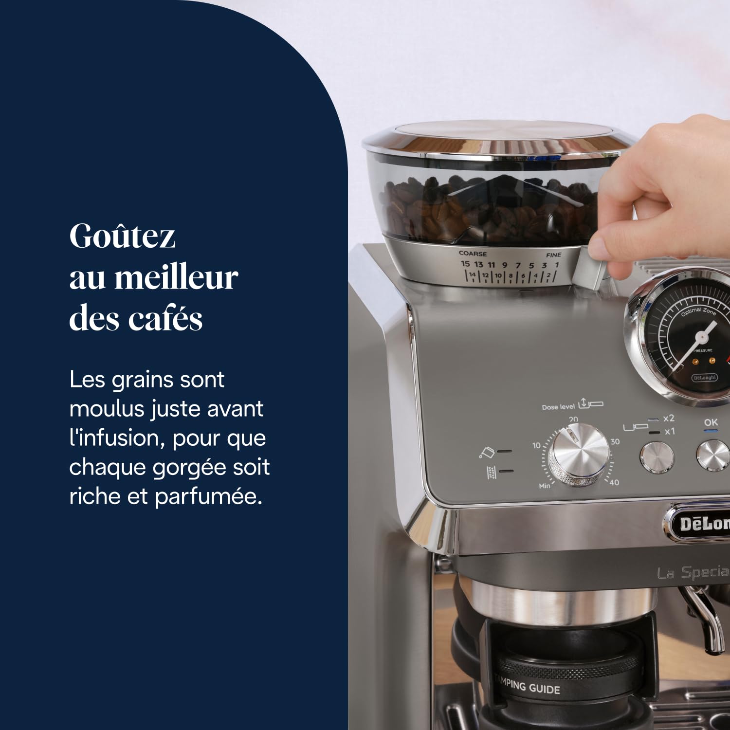 De'Longhi La Specialista Arte Evo EC9255.T Machine à Café en Grains Manuelle avec Fonction Cold Brew, Mousseur à Lait Manuel My Latte Art, Inclus Kit de Barista, Contrôle de Température, 1450W, Titane
