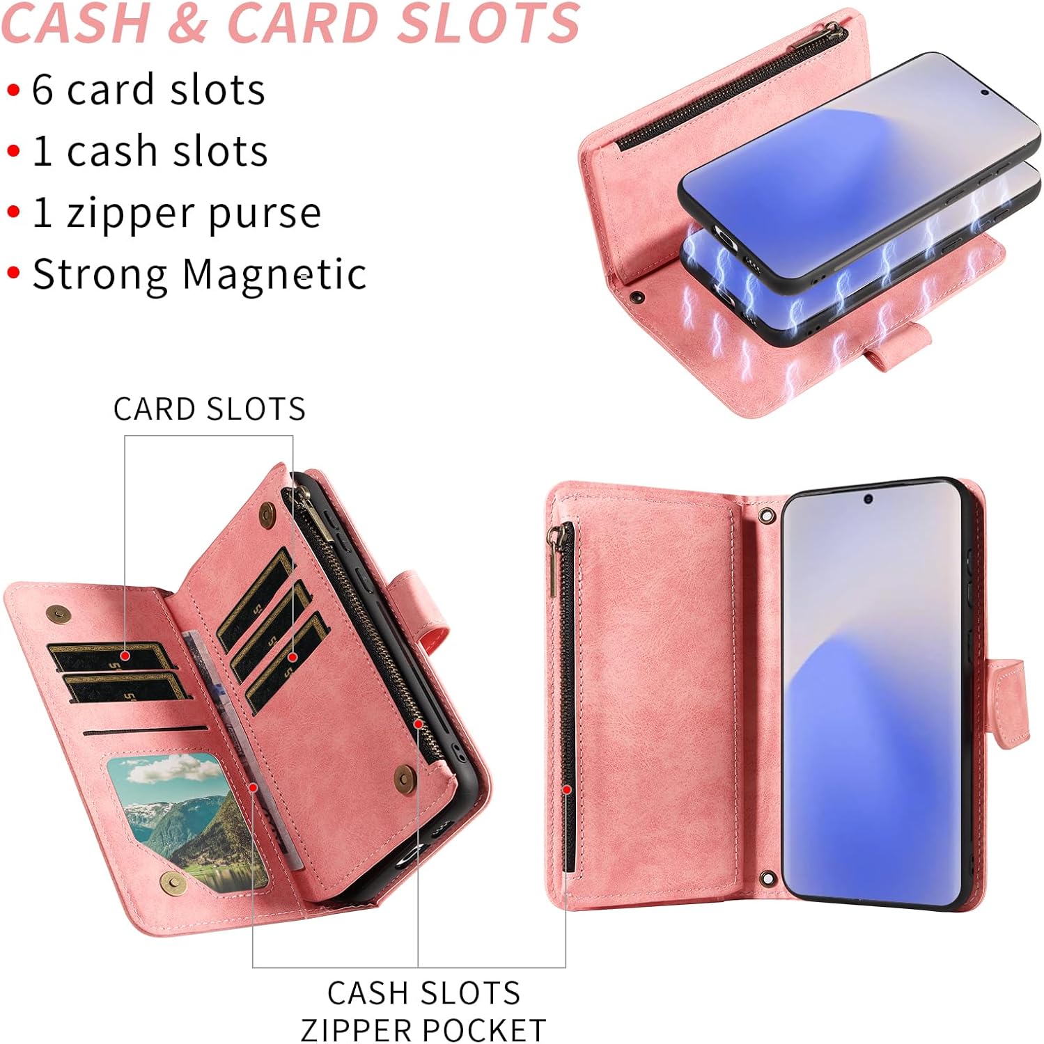 Asuwish Phone Case for Samsung Galaxy Note 20 5G Zipper Wallet Detachable Cell Cover with Screen Protector Crossbody Lanyard Strap Flip Card Holder Note20 Notes 20s Twenty Not S20 Women Rosegold