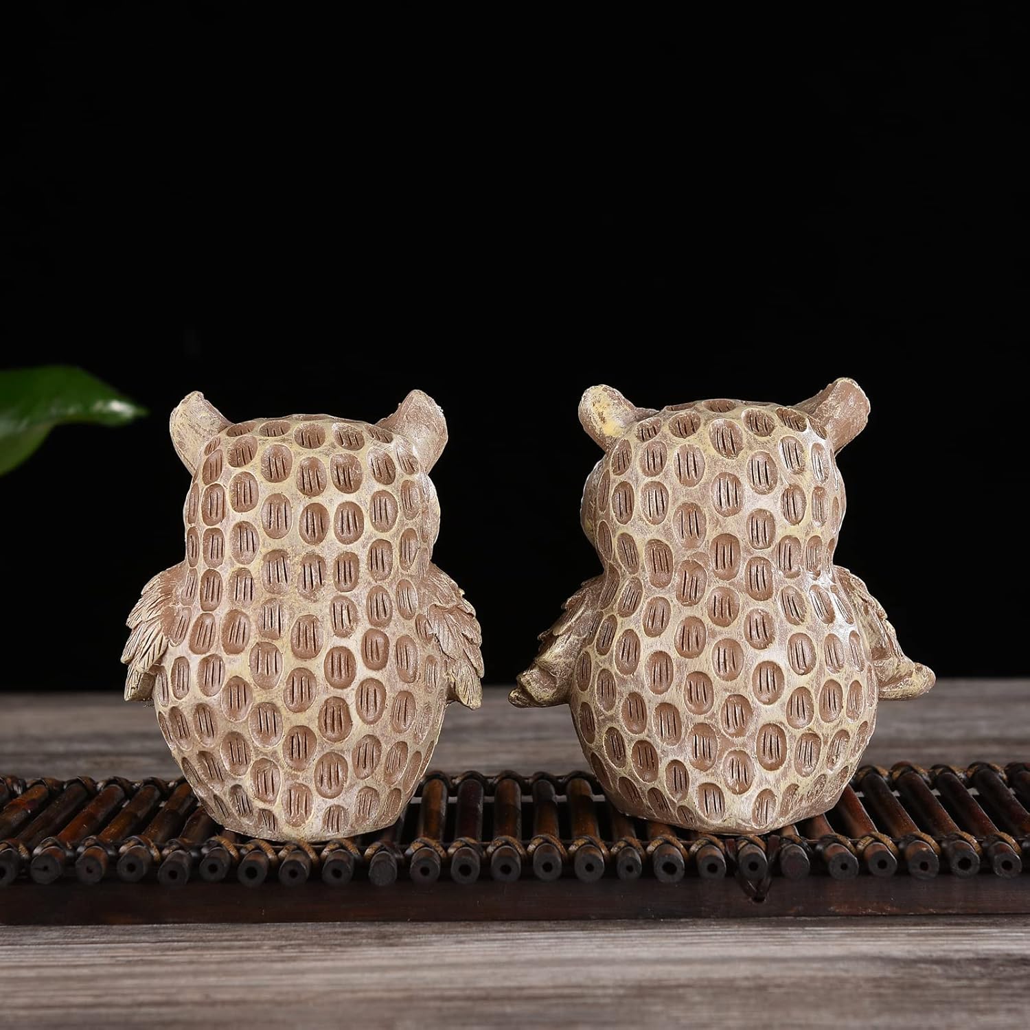 BRABUD Resin Adorable Big Eyes Owl Statue Modern Figurine Decorative for Living Room, Study, Piano Desktop, Shop, Bookshelf, Collectible Gift Set of 2 TQGJBS201