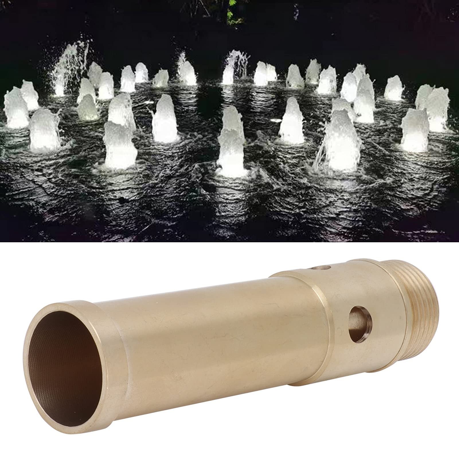 Buachois Boquilla De Fuente Burbujeante, 1 Pulgada 32 Mm/1.5 Pulgada 46 Mm Rosca Macho Cobre Ornamental Agua Espuma Estanque Aspersor Boquilla De Rociado para Jardín Parques Paisaje(1.5in 46mm)