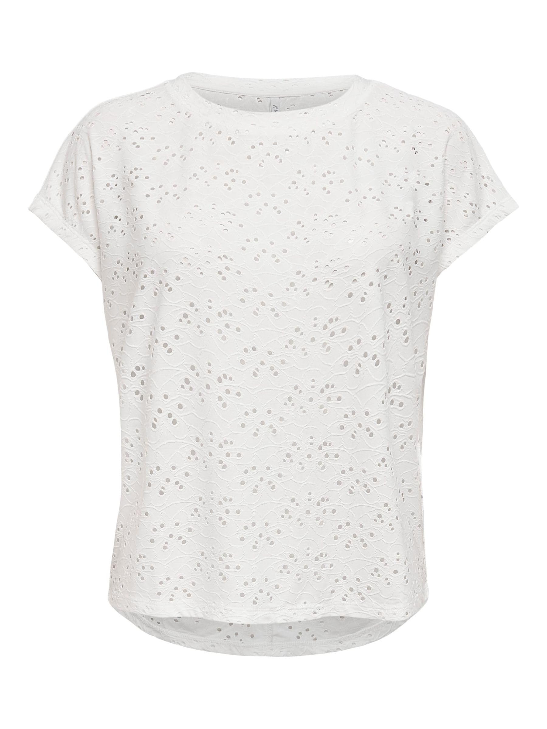 ONLY Women's Onlsmilla S/S Top JRS Noos T-Shirt, Cloud Dancer, Large