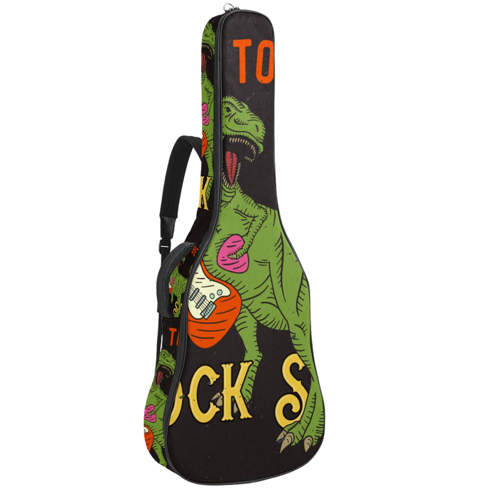Borsa per chitarra impermeabile con cerniera morbida zaino per chitarra, chitarra acustica e classica folk chitarra elettrica dinosauro musica